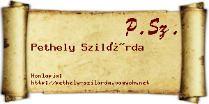 Pethely Szilárda névjegykártya